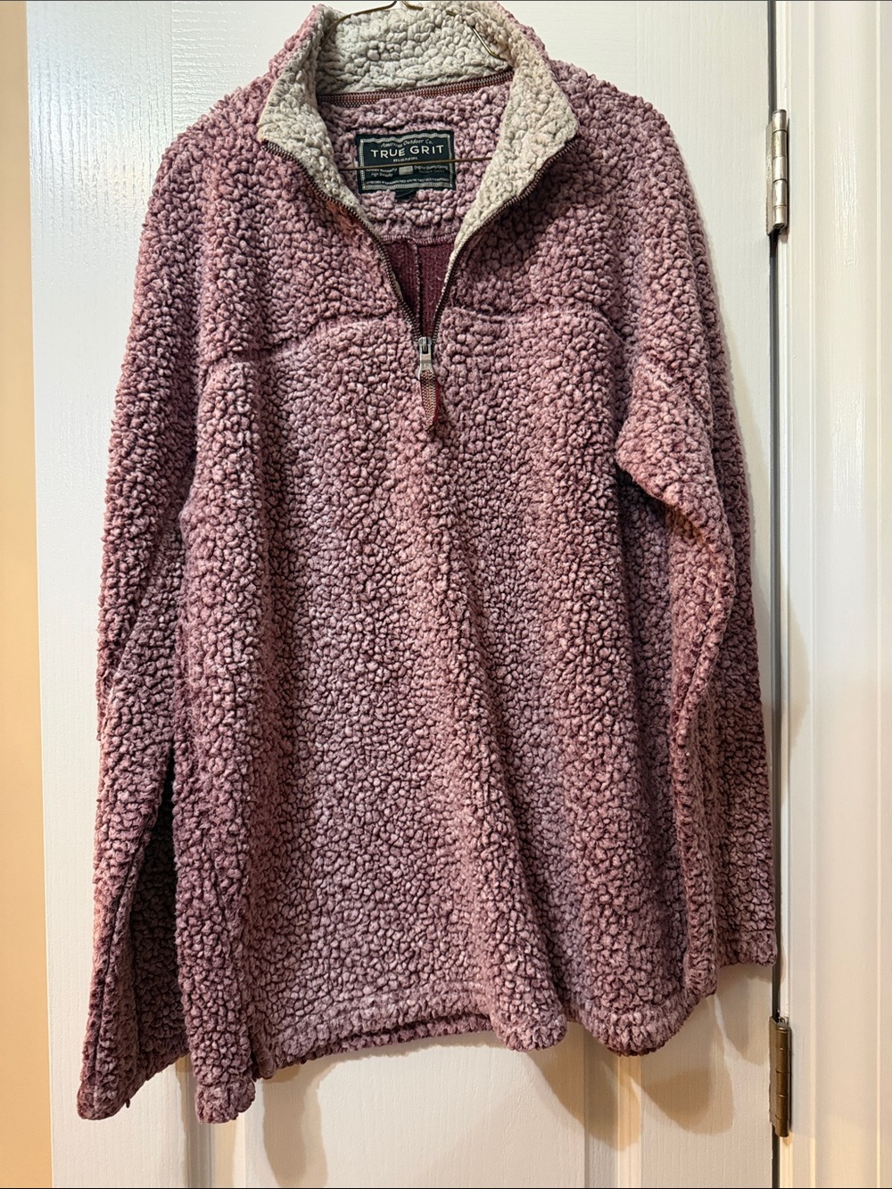 True Grit Mauve Pink Sherpa Quarter-Zip Pullover